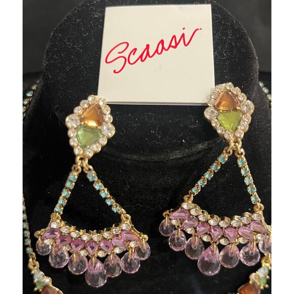 Sensational SCAASI Statement Necklace & Clip-on Earrings SET - Picture 7 of 9